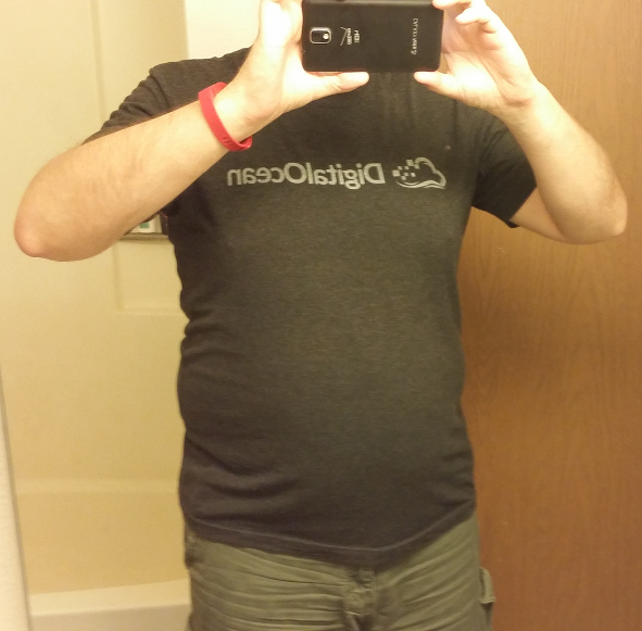 Bathroom selfie showing progress so far
